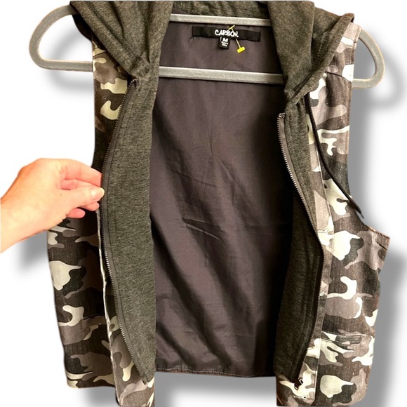 Carbon casual, hooded button up hidden zipper vest - Picture 7 of 7